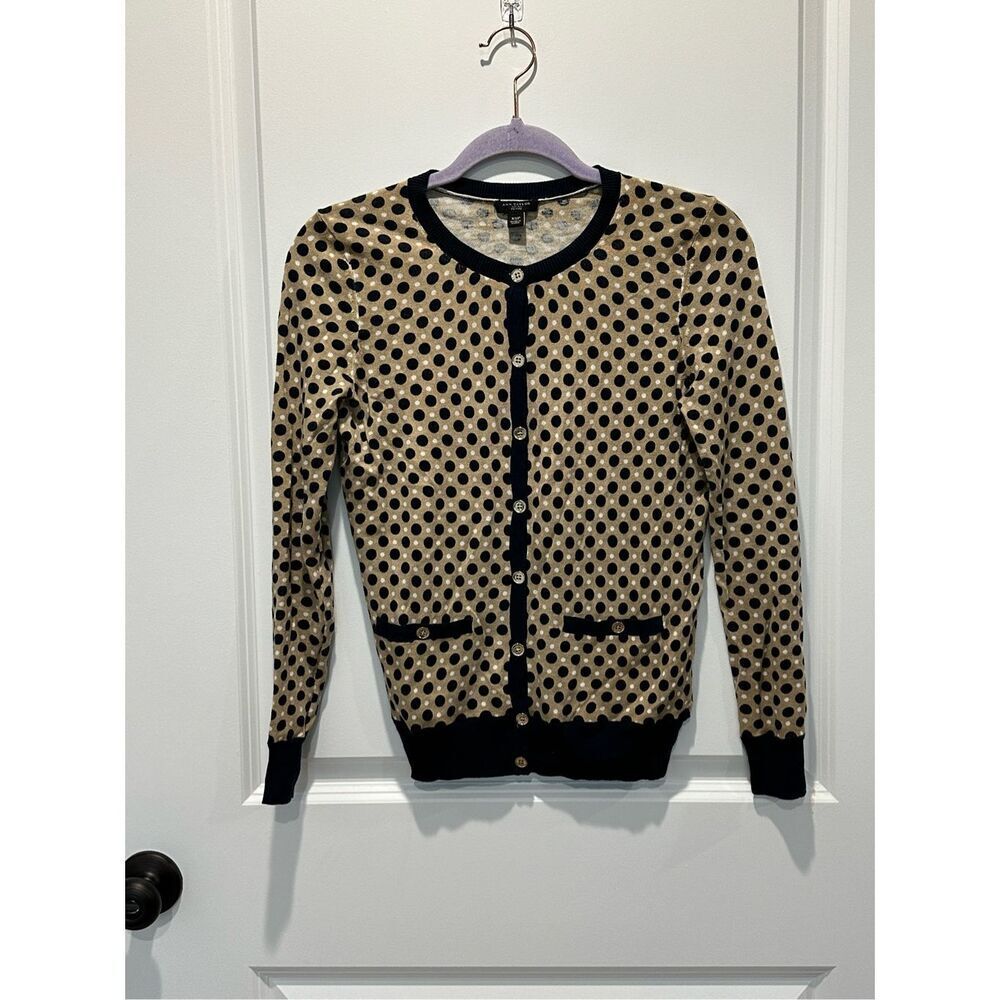 Ann Taylor Navy and Tan Polka Dot Cardigan Size XS Petite